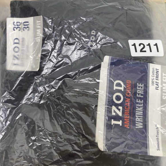 NWT IZOD American Chino Pants Mens 36x30 Straight Leg Flat Front Navy Cotton - Picture 6 of 13